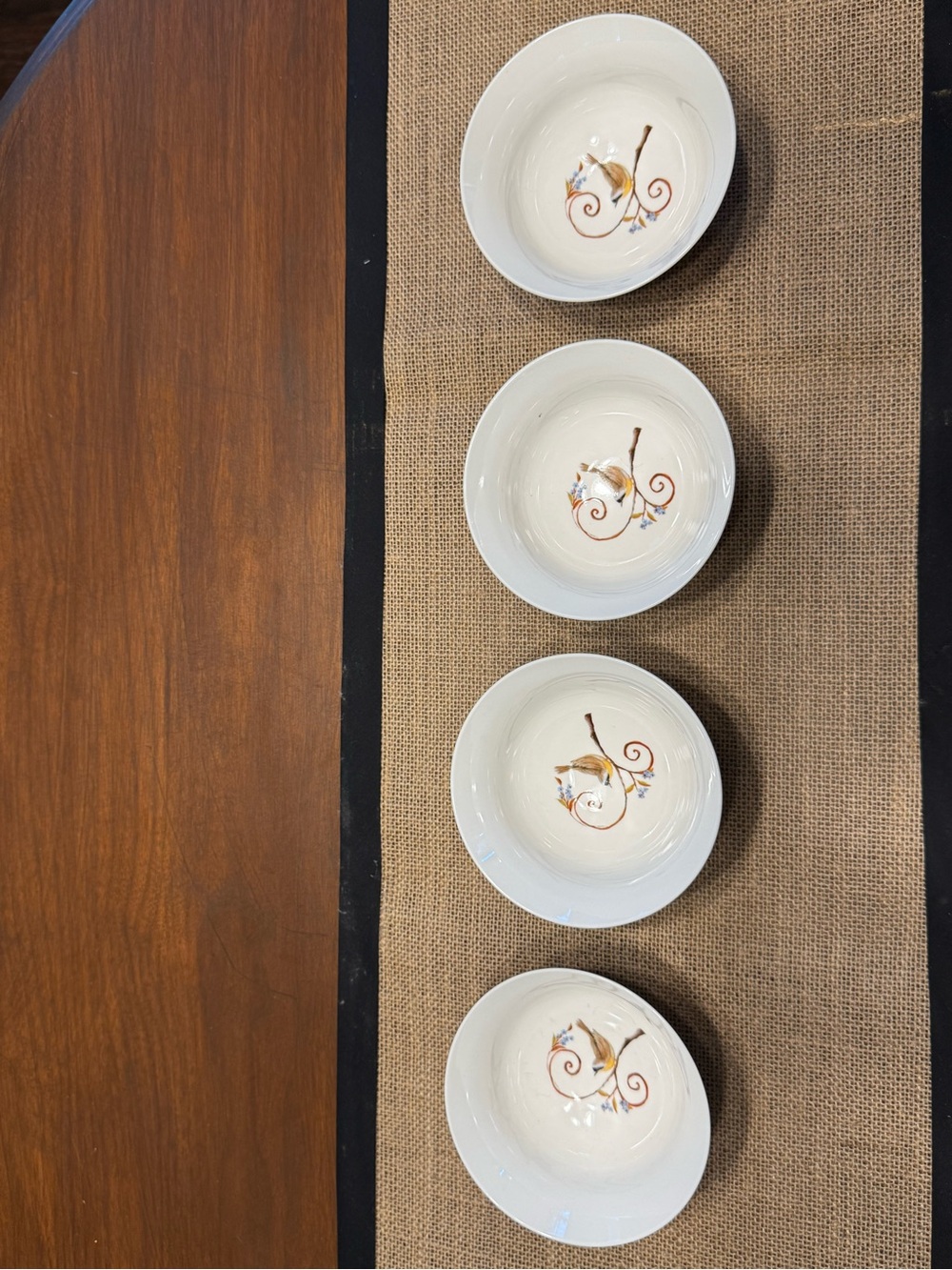Prima Design Kate McRostie Song Bird Ceramic Bowls Set of 4 Floral Nesting